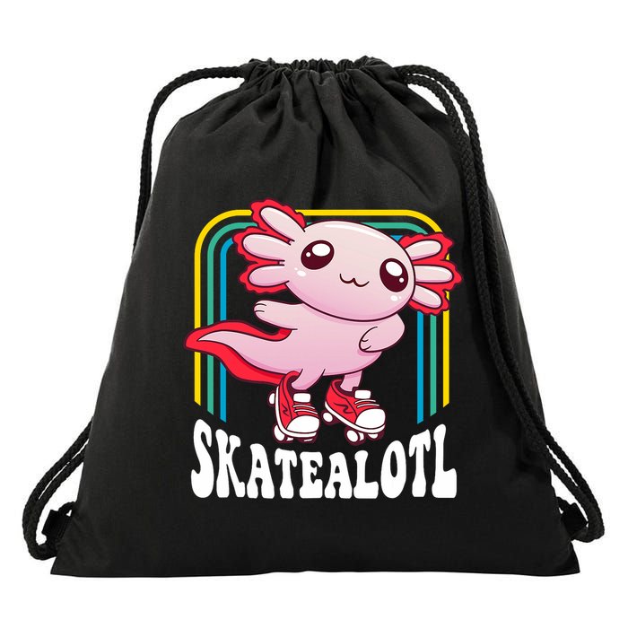 Funny Disco Roller Skate Axolotl Kawaii Salamander  Drawstring Bag