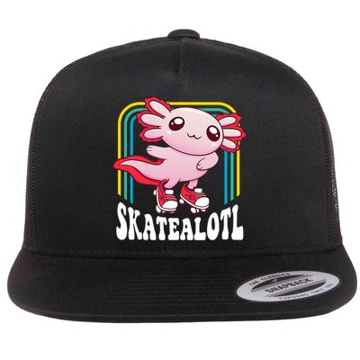Funny Disco Roller Skate Axolotl Kawaii Salamander  Flat Bill Trucker Hat