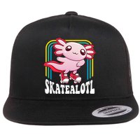 Funny Disco Roller Skate Axolotl Kawaii Salamander  Flat Bill Trucker Hat