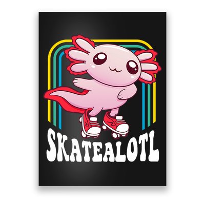 Funny Disco Roller Skate Axolotl Kawaii Salamander  Poster