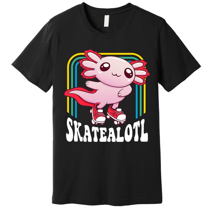 Funny Disco Roller Skate Axolotl Kawaii Salamander  Premium T-Shirt