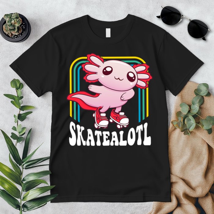 Funny Disco Roller Skate Axolotl Kawaii Salamander  Premium T-Shirt