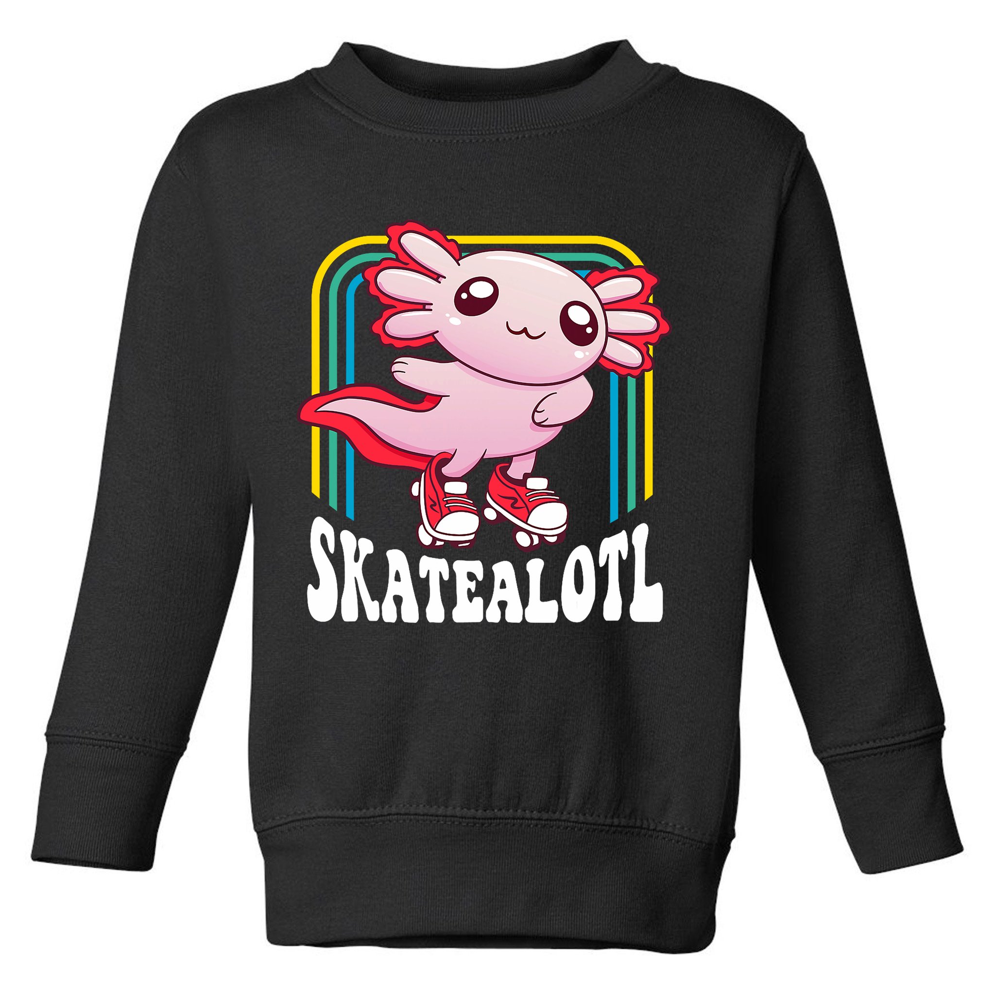 Funny Disco Roller Skate Axolotl Kawaii Salamander  Toddler Sweatshirt