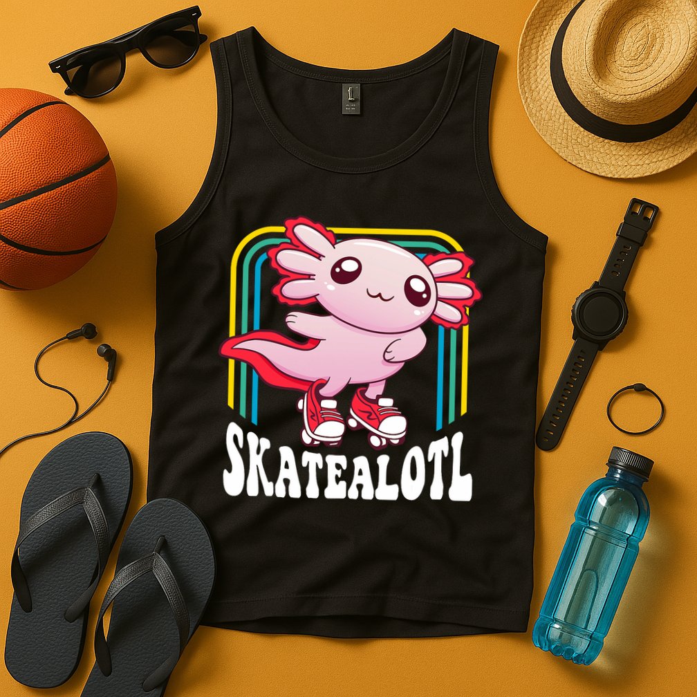 Funny Disco Roller Skate Axolotl Kawaii Salamander  Tank Top