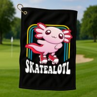 Funny Disco Roller Skate Axolotl Kawaii Salamander  Golf Towel