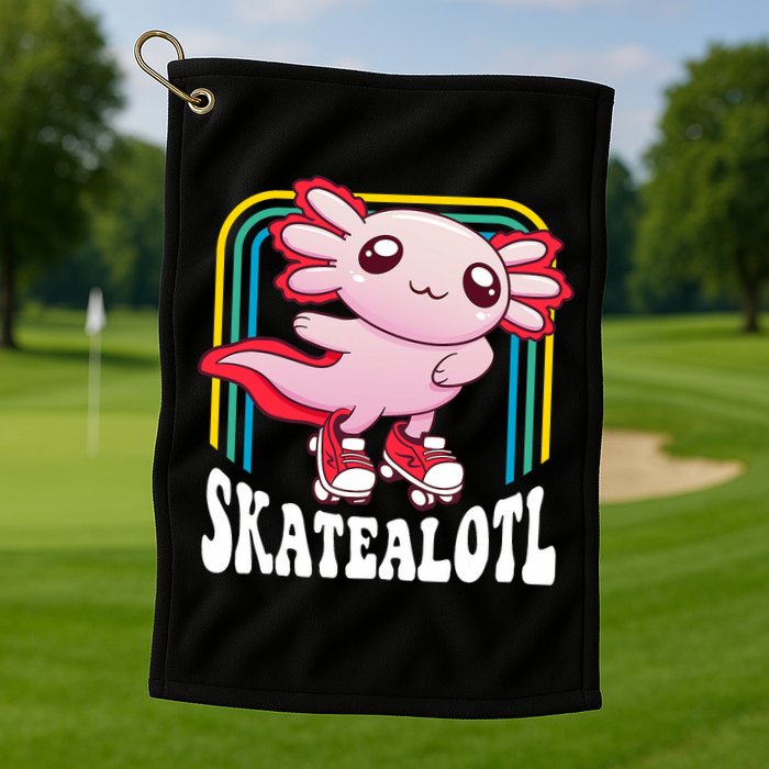 Funny Disco Roller Skate Axolotl Kawaii Salamander  Golf Towel