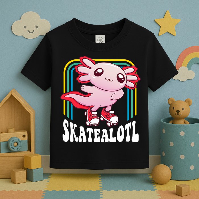 Funny Disco Roller Skate Axolotl Kawaii Salamander  Toddler T-Shirt