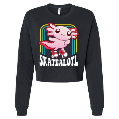 Funny Disco Roller Skate Axolotl Kawaii Salamander  Cropped Pullover Crew