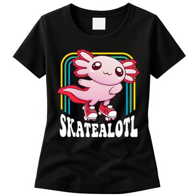 Funny Disco Roller Skate Axolotl Kawaii Salamander  Womens T-Shirt