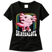 Funny Disco Roller Skate Axolotl Kawaii Salamander  Womens T-Shirt