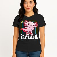 Funny Disco Roller Skate Axolotl Kawaii Salamander  Womens T-Shirt