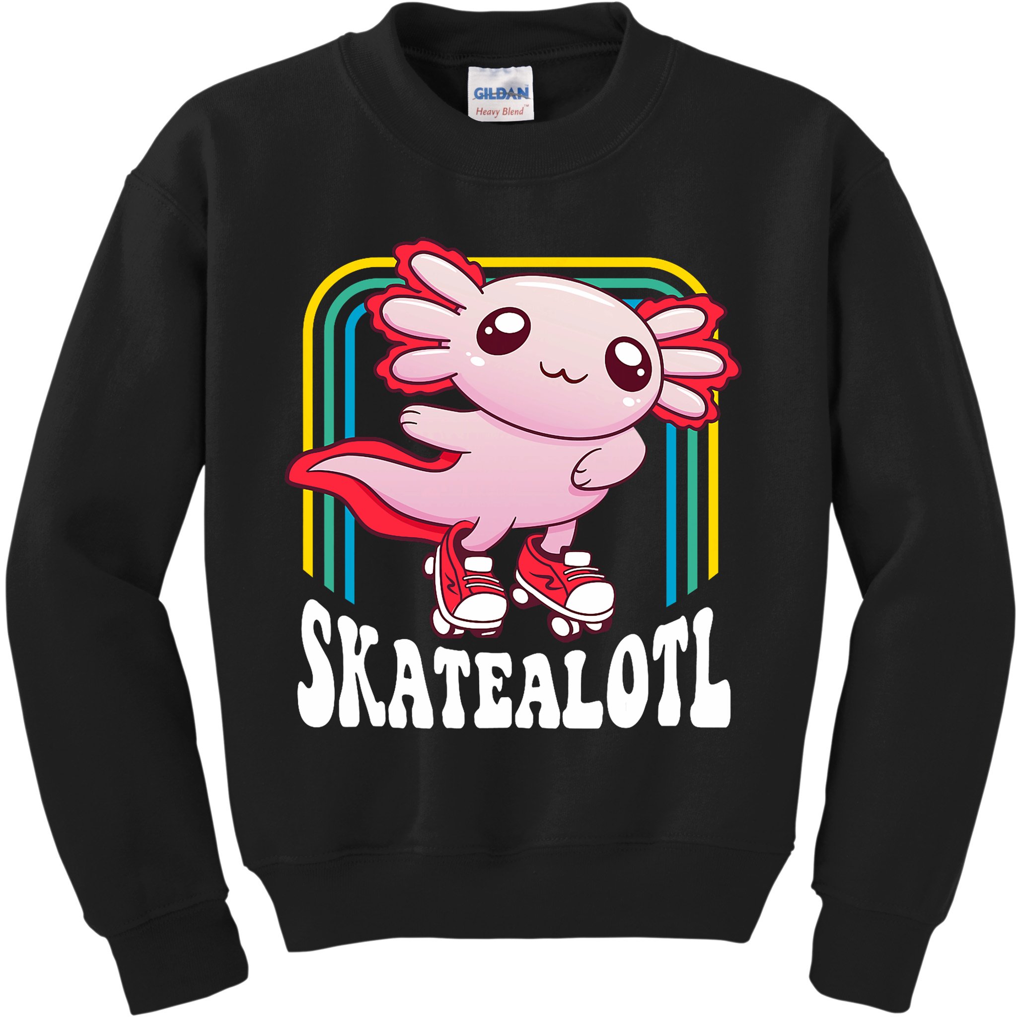 Funny Disco Roller Skate Axolotl Kawaii Salamander  Kids Sweatshirt