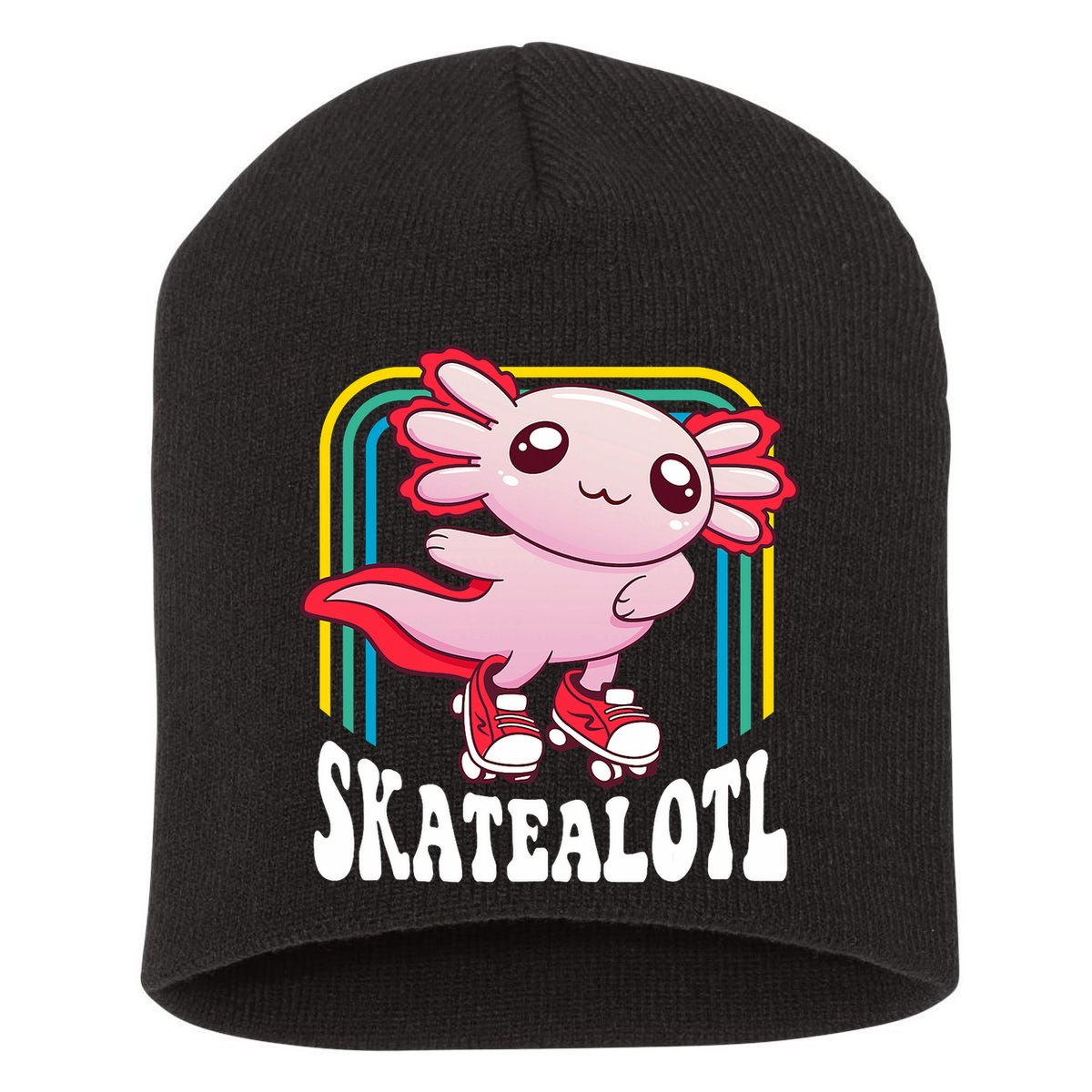 Funny Disco Roller Skate Axolotl Kawaii Salamander  Short Acrylic Beanie