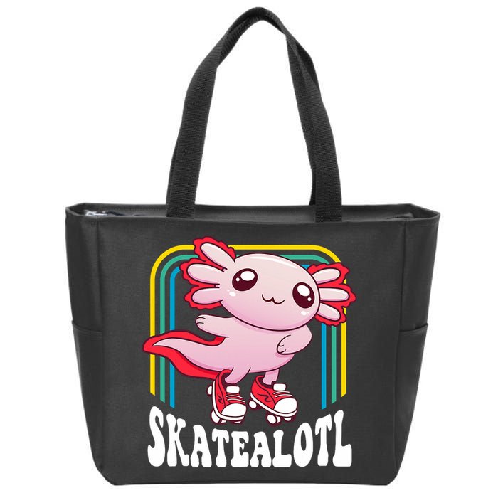 Funny Disco Roller Skate Axolotl Kawaii Salamander  Zip Tote Bag