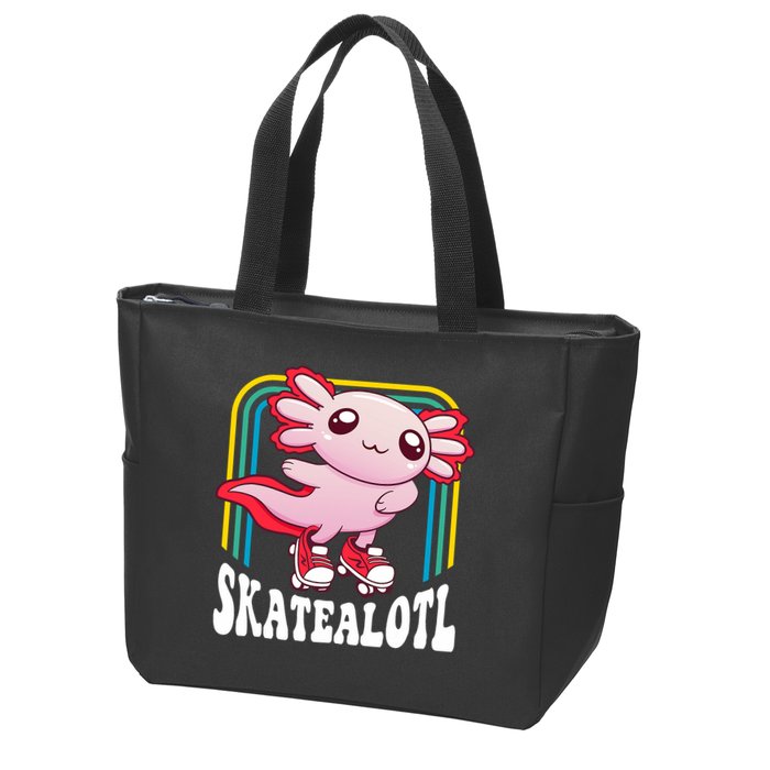 Funny Disco Roller Skate Axolotl Kawaii Salamander  Zip Tote Bag