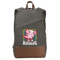 Funny Disco Roller Skate Axolotl Kawaii Salamander  Cotton Canvas Backpack