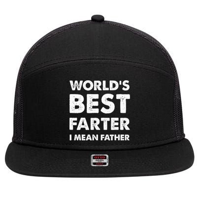 FatherS Day Retro Dad WorldS Best Farter I Mean Father 7 Panel Mesh Trucker Snapback Hat