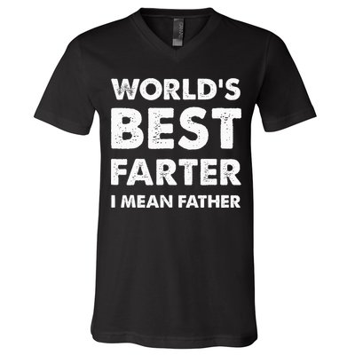 FatherS Day Retro Dad WorldS Best Farter I Mean Father V-Neck T-Shirt