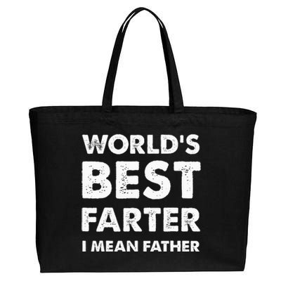 FatherS Day Retro Dad WorldS Best Farter I Mean Father Cotton Canvas Jumbo Tote