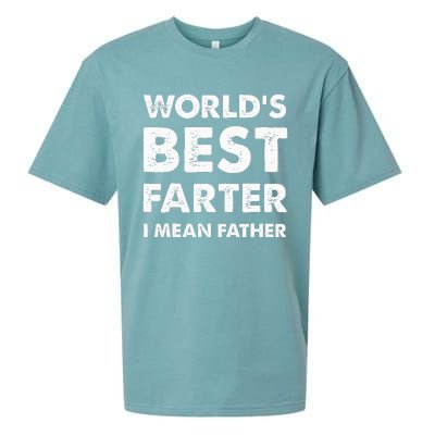 FatherS Day Retro Dad WorldS Best Farter I Mean Father Sueded Cloud Jersey T-Shirt