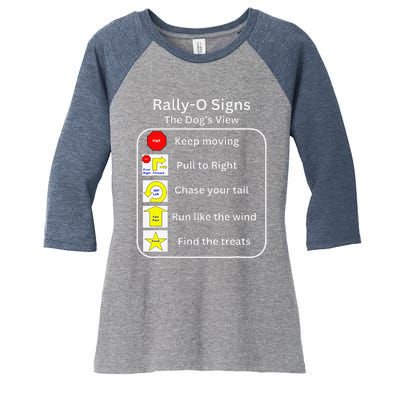 Funny Dog Rally Obedience Women's Tri-Blend 3/4-Sleeve Raglan Shirt