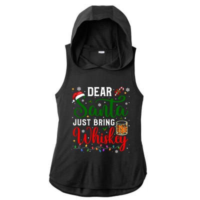 Funny Dear Santa Just Bring Whiskey Christmas Pajamas Great Gift Ladies PosiCharge Tri-Blend Wicking Draft Hoodie Tank