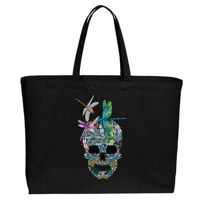 Family dragonflies Skull Costume Halloween funny Cotton Canvas Jumbo Tote