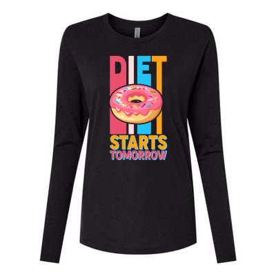 Funny Diet Starts Tomorrow Donut Love Womens Cotton Relaxed Long Sleeve T-Shirt