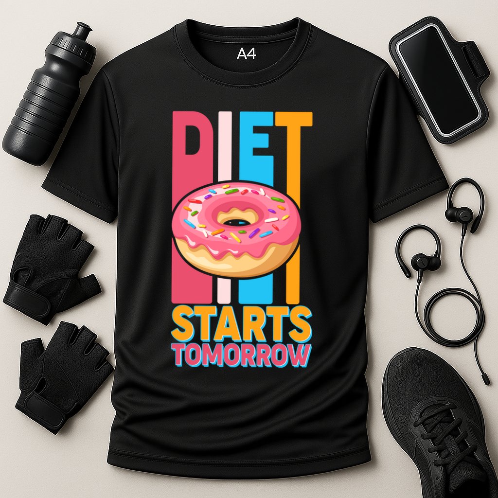 Funny Diet Starts Tomorrow Donut Love Cooling Performance Crew T-Shirt