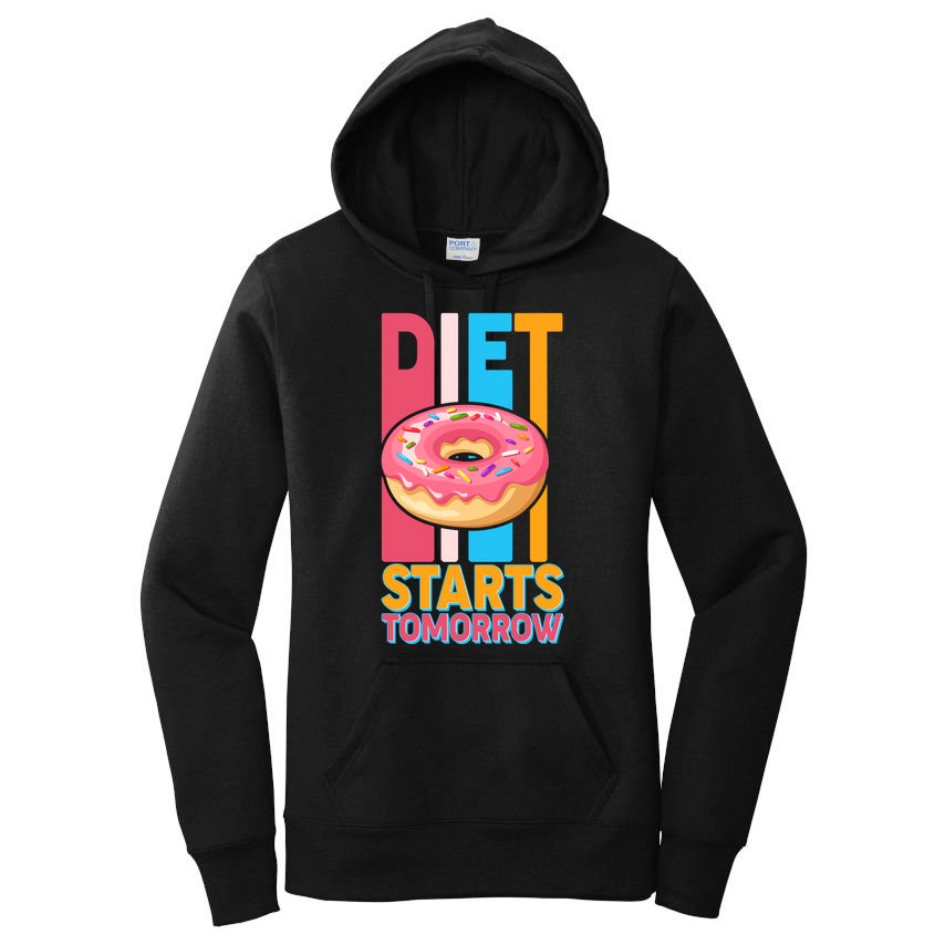Funny Diet Starts Tomorrow Donut Love Women's Pullover Hoodie