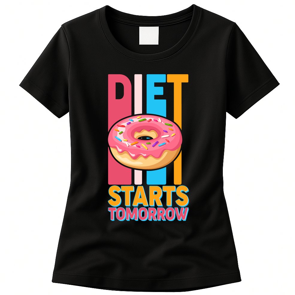 Funny Diet Starts Tomorrow Donut Love Womens T-Shirt