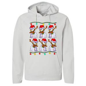 Festive Dabbing Snowman Holiday Decor Performance Fleece Hoodie