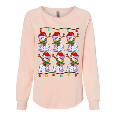 Festive Dabbing Snowman Holiday Decor Womens California Wash Sweatshirt