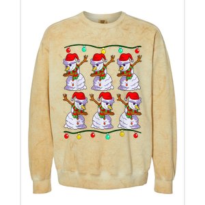 Festive Dabbing Snowman Holiday Decor Colorblast Crewneck Sweatshirt