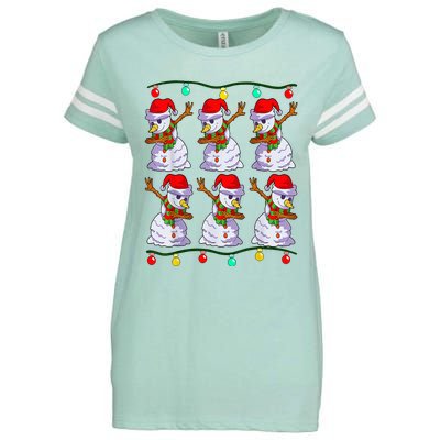 Festive Dabbing Snowman Holiday Decor Enza Ladies Jersey Football T-Shirt