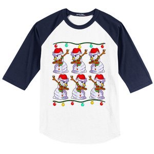 Festive Dabbing Snowman Holiday Decor Baseball Sleeve Shirt