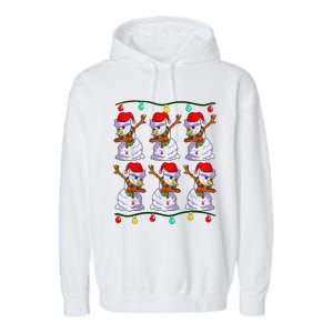 Festive Dabbing Snowman Holiday Decor Garment-Dyed Fleece Hoodie