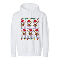 Festive Dabbing Snowman Holiday Decor Garment-Dyed Fleece Hoodie