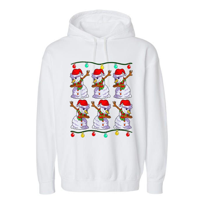 Festive Dabbing Snowman Holiday Decor Garment-Dyed Fleece Hoodie