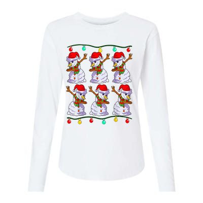 Festive Dabbing Snowman Holiday Decor Womens Cotton Relaxed Long Sleeve T-Shirt