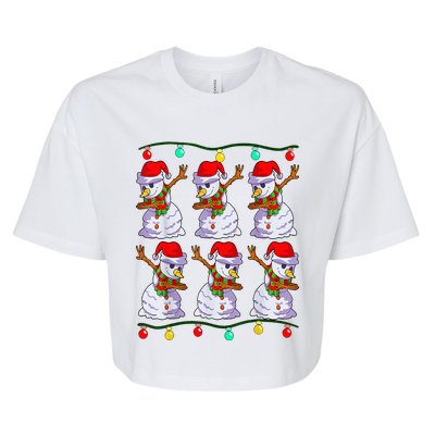 Festive Dabbing Snowman Holiday Decor Bella+Canvas Jersey Crop Tee