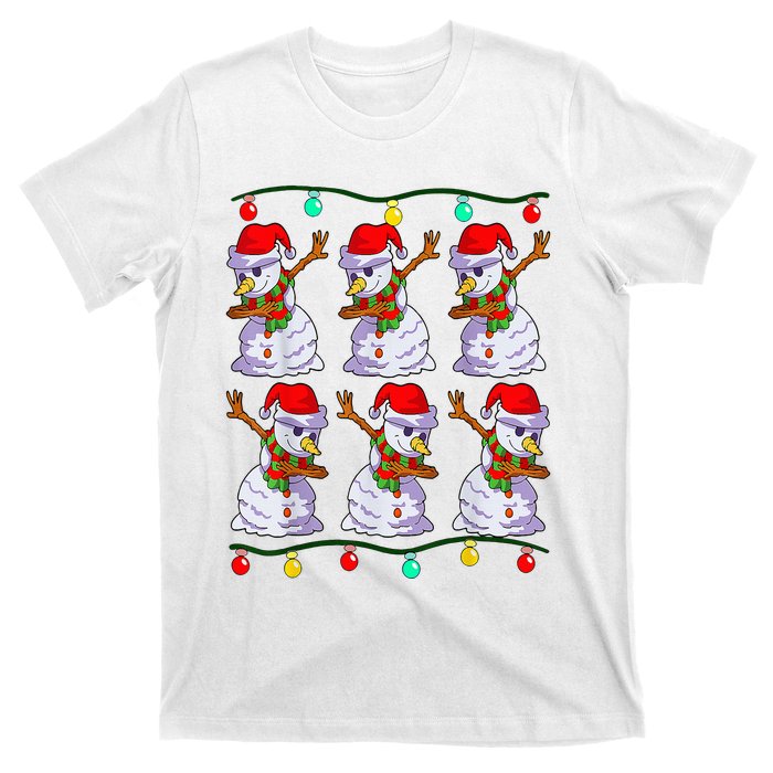 Festive Dabbing Snowman Holiday Decor T-Shirt