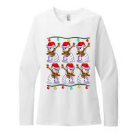 Festive Dabbing Snowman Holiday Decor Womens CVC Long Sleeve Shirt