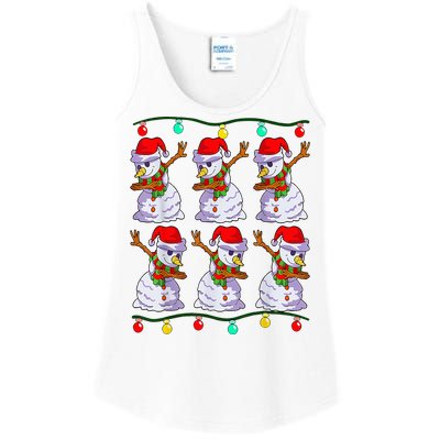 Festive Dabbing Snowman Holiday Decor Ladies Essential Tank