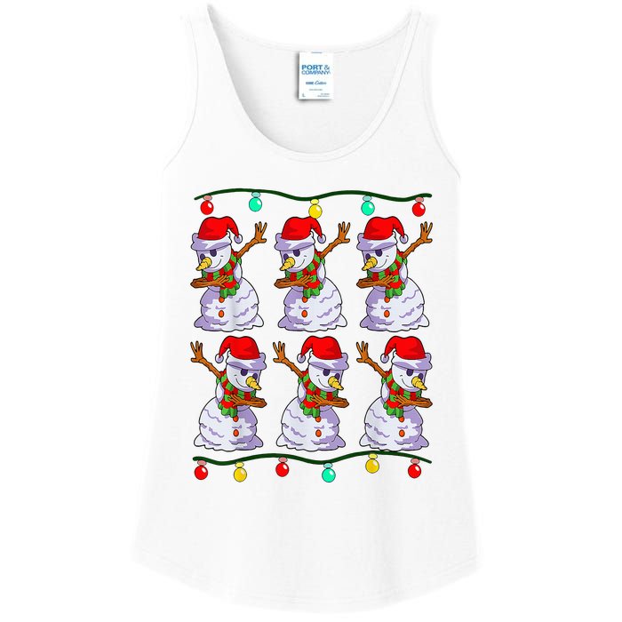 Festive Dabbing Snowman Holiday Decor Ladies Essential Tank