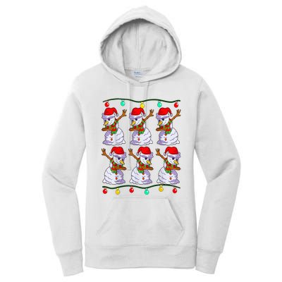 Festive Dabbing Snowman Holiday Decor Women's Pullover Hoodie