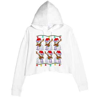 Festive Dabbing Snowman Holiday Decor Crop Fleece Hoodie