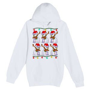 Festive Dabbing Snowman Holiday Decor Premium Pullover Hoodie