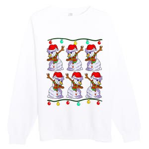 Festive Dabbing Snowman Holiday Decor Premium Crewneck Sweatshirt