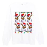 Festive Dabbing Snowman Holiday Decor Premium Crewneck Sweatshirt